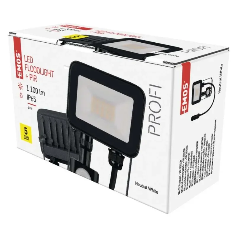 Levný LED reflektor INOVO s pohybovým čidlem, 10W, antracit,neutrální bílá