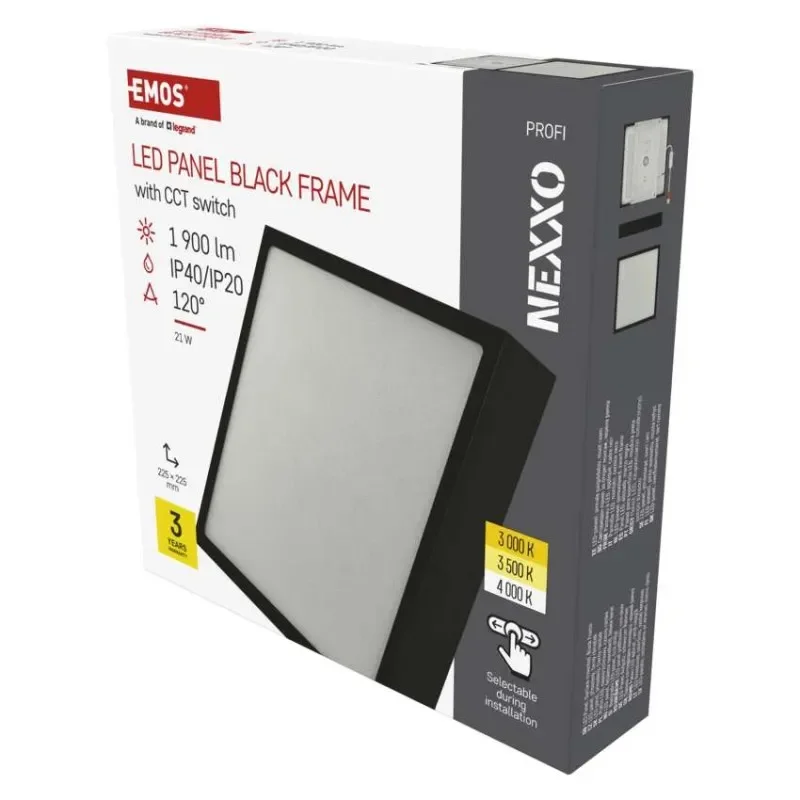 LED přisazené svítidlo NEXXO, čtvercové, černé, 21W, se změnou CCT Aktuální