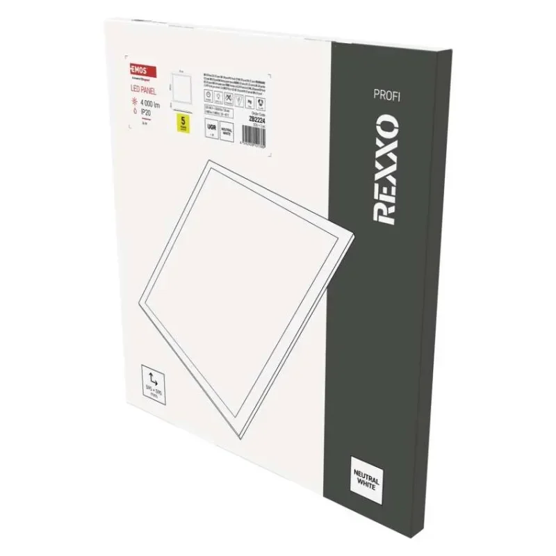 Akční Cena LED panel REXXO backlit 60×60, čtvercový vestavný bílý, 36W neutr. b. UGR