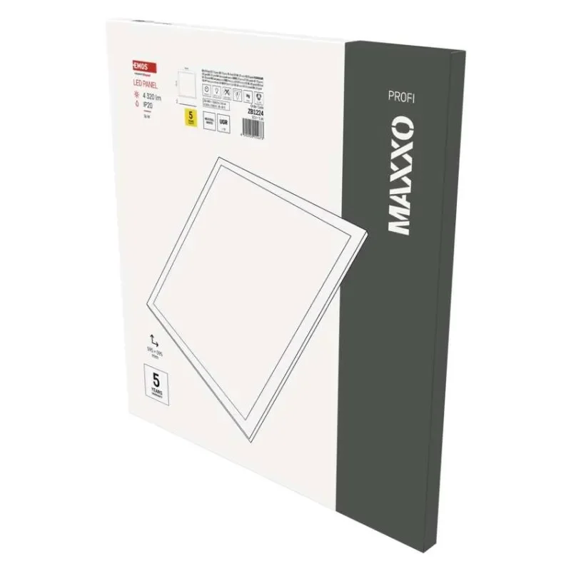 Značkový LED panel MAXXO 60×60, čtvercový vestavný bílý, 36W neutr. b. UGR
