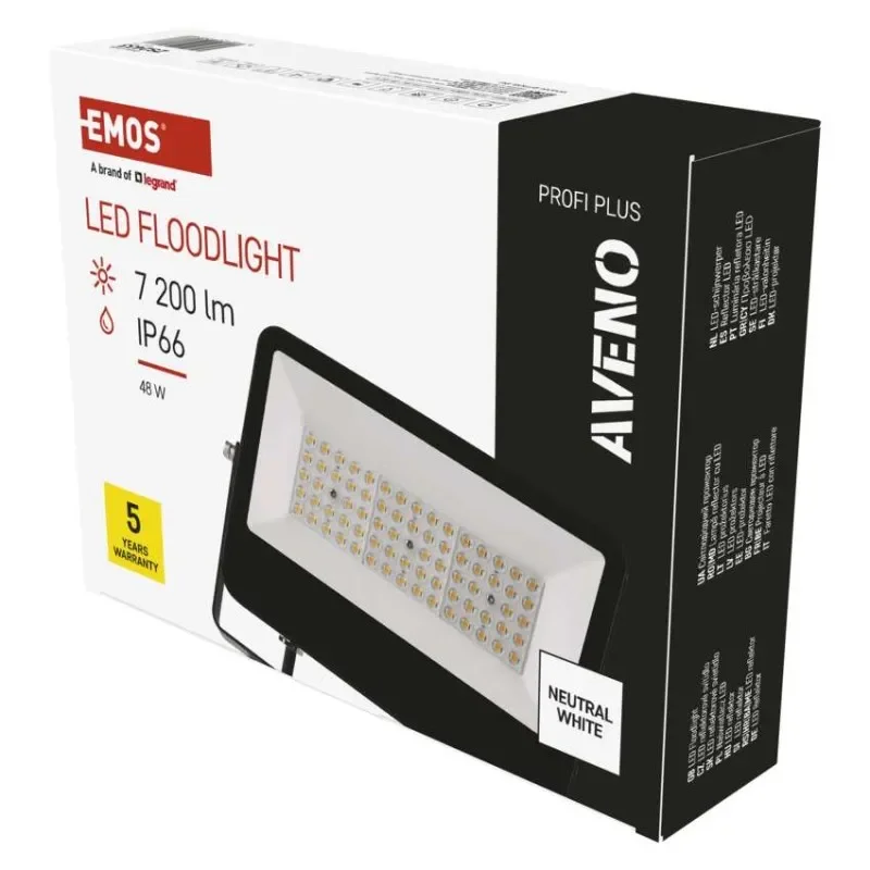 Super Cena LED reflektor AVENO 48W, černý, neutrální bílá
